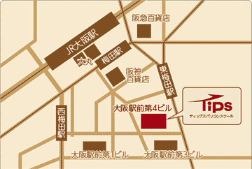 ティップスパソコンスクール大阪梅田校の地図