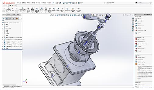 SolidWorks（ソリッドワークス）を使った3次元機械設計の画面